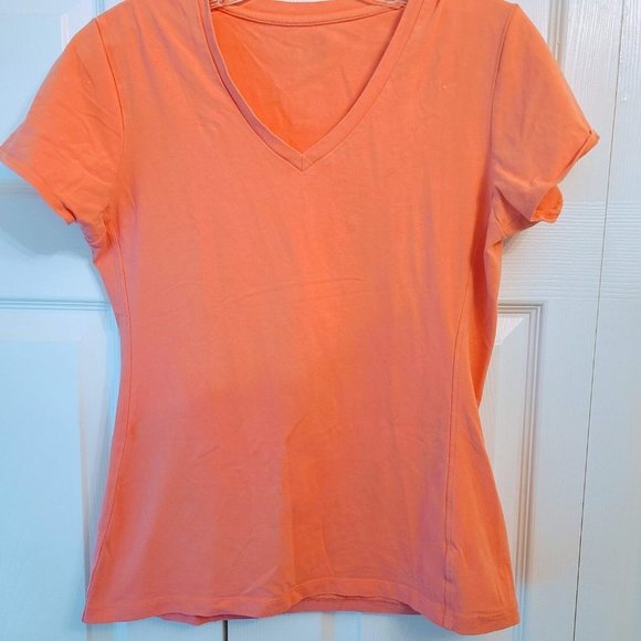 Calvin Klein Orange Performance V-Neck T-Shirt M - Picture 4 of 6
